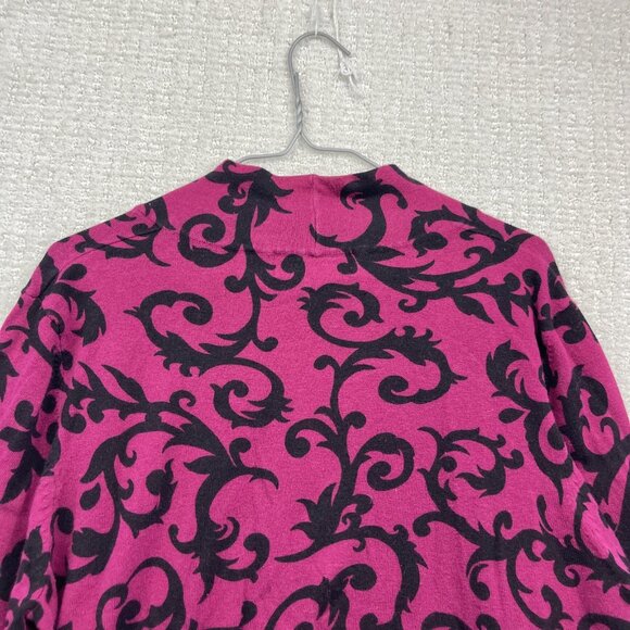 Sharagano Studio Cropped Bolero Cardigan Wom XL Baroque Damask Pink Floral AOP - Picture 14 of 14